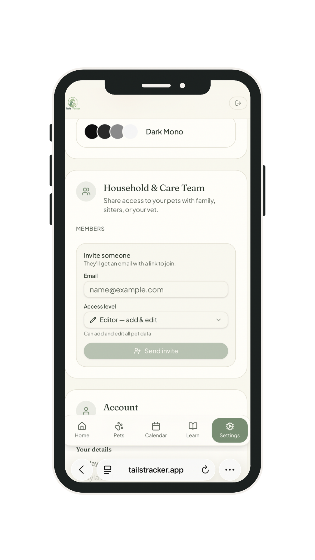 Household and care team sharing